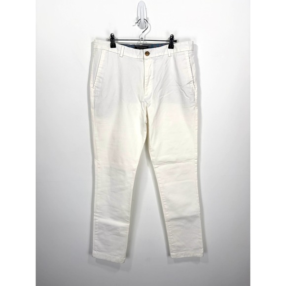 Banana Republic Fulton Skinny Chino Pants Men 33x32 White Ivory Stretch Cotton - Picture 11 of 12